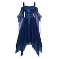 thumbnail image 6 of UoCefik Gothic Dresses for Women Cold Shoulder Butterfly Sleeve Lace Up Suspender Halloween Gothic Dresses Vintage Medieval Evening Dress, Blue 3XL, 6 of 7