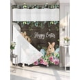 thumbnail image 2 of No Hook Shower Curtain with Snap-in Liner, Easter Waterproof Fabric Bathroom Curtains, Spring Watercolor Bunny Eggs Flower Leaf Wood Grain Bath Curtains & Mesh Top Window Standard 72"x72", 2 of 9