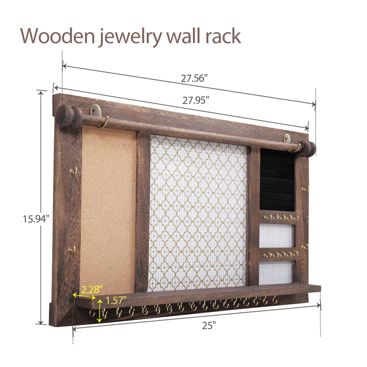 Kepooman Vintage Wall Mount Jewelry Rack, Rustic Jewelry Organizer Shelf with 16 Hooks for Earring Necklace Kepooman Vintage Wall Mount Jewelry Rack, Rustic Jewelry Organizer Shelf with 16 Hooks for Earring Necklace