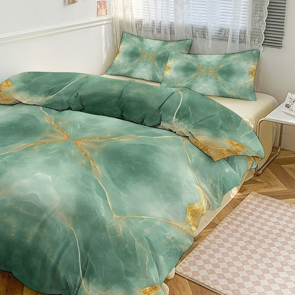 Colorful Marble Green Gilding (56) Duvet Cover Set Bedding Set Polyester Quilt Cover for Bedroom Decoration