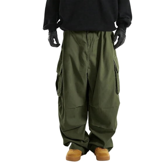 SAWOBUUN Men's Cargo Pants Baggy Parachute Trousers Loose Fit Streetwear Hip Hop Harem Pants for Daily Wear