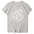 thumbnail image 5 of asdoklhq Valentines Womens Tops Striped Heart Print Fashion Women's Short Sleeve Casual Leopard Printed Loose T-shirt Tops Gray XL, 5 of 7