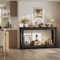thumbnail image 4 of Aheaplus 47" Farmhouse Wood Console Table - Narrow Entryway Sofa Table with Open Storage Shelves, Embossed Wood Grain, Easy Assembly, Ideal for Entryway, Living Room Behind Couch，Black, 4 of 7