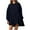 DT-Navy, variant on DailyTrove Women's Solid Color Fit & Flare Dress, Long Sleeve, Casual Lounge & Weekend Wear, Soft Cotton Blend, Relaxed Fit, Plus Size Friendly