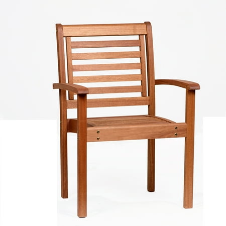 Amazonia Milano Stackable Chair  Eucalyptus Wood  Ideal for Outdoors and Indoors