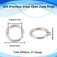 thumbnail image 2 of 1 Box 2000pcs Open Jump Rings 304 Stainless Steel Jump Rings Split O Rings Link Rings Metal Jumping Rings Keychain Rings for Jewelry Making Accessories DIY Earrings Bracelet Necklace Craft, 2 of 9