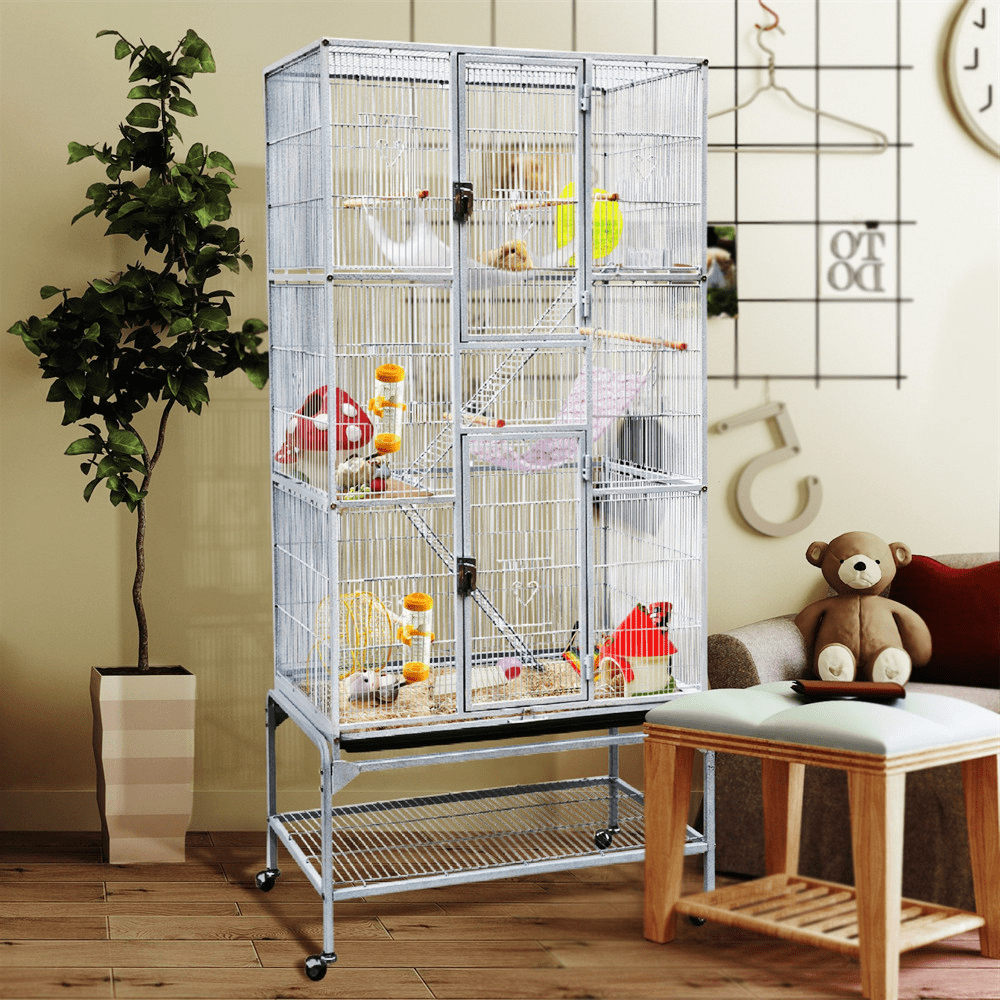 Renwick 69" H Extra Large Rolling Bird Cage with Detachable Stand, White