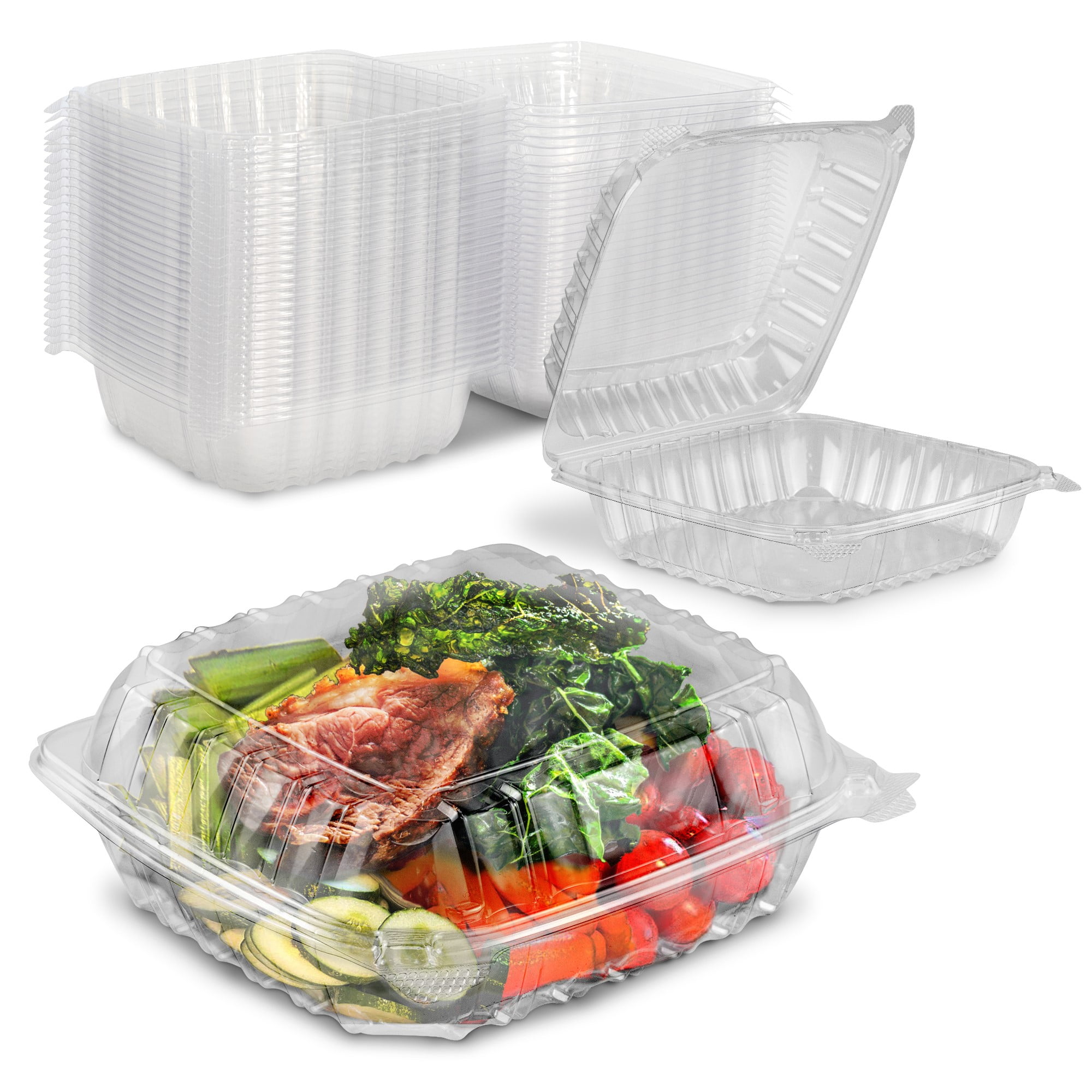 25 Clear Plastic 7" Food Take Out Clamshell Container Bread For Sponge Cake 