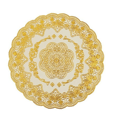 

Chamat 12PC European Placemats Heat-Resistant Placemats Stain Resistant Anti-Skid PVC Table Woven Plate Mats -Basket Circle