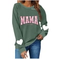 thumbnail image 4 of Women's Mama Printed Crewneck Sweatshirt Long Sleeve Drop Shoulder Heart Graphic Casual Loose Fit Tops (XL, Pink), 4 of 6