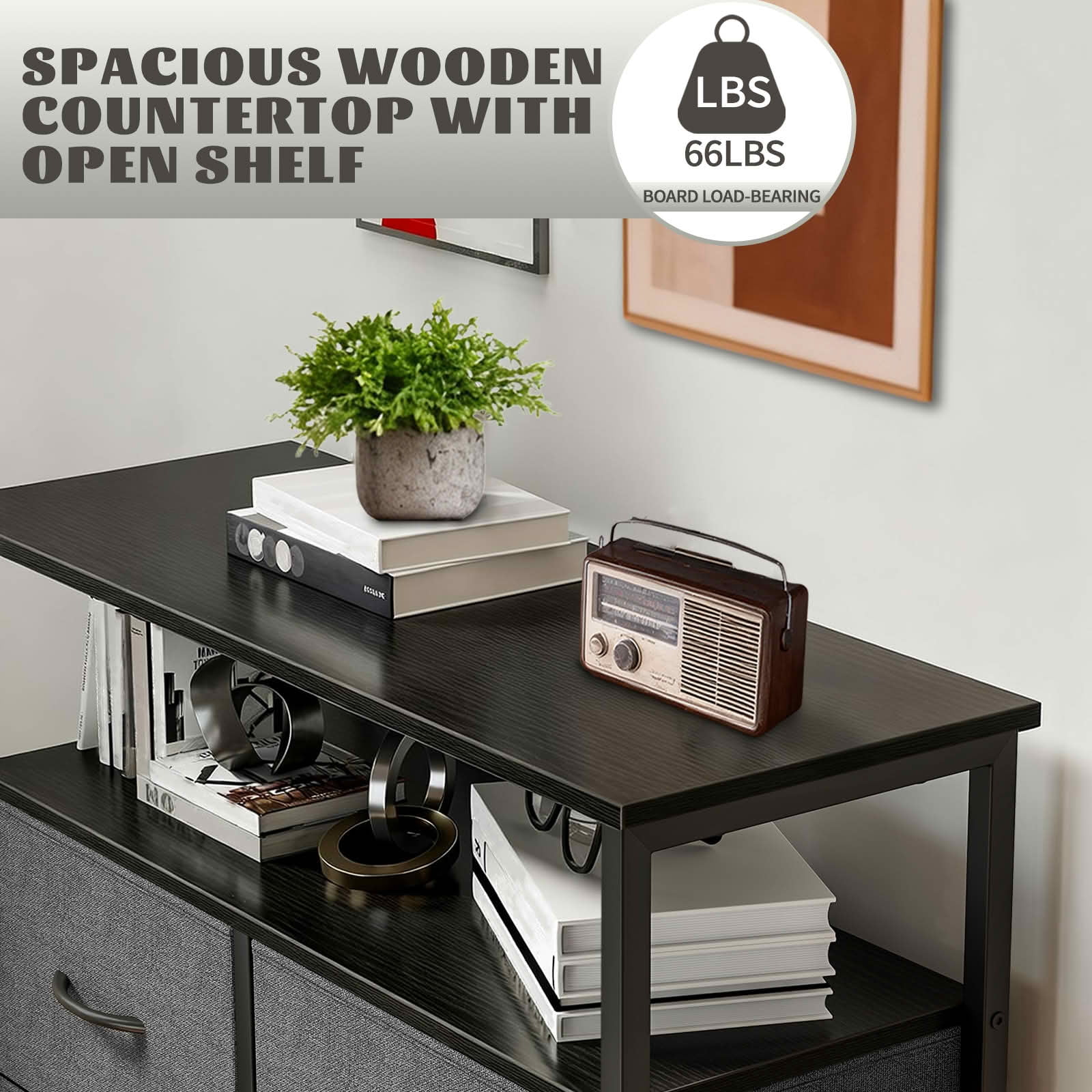 MAYEERTY 45.9-Inch 8-Drawer Fabric Dresser, Tall Storage Cabinet with Open Shelf for Bedroom Closet