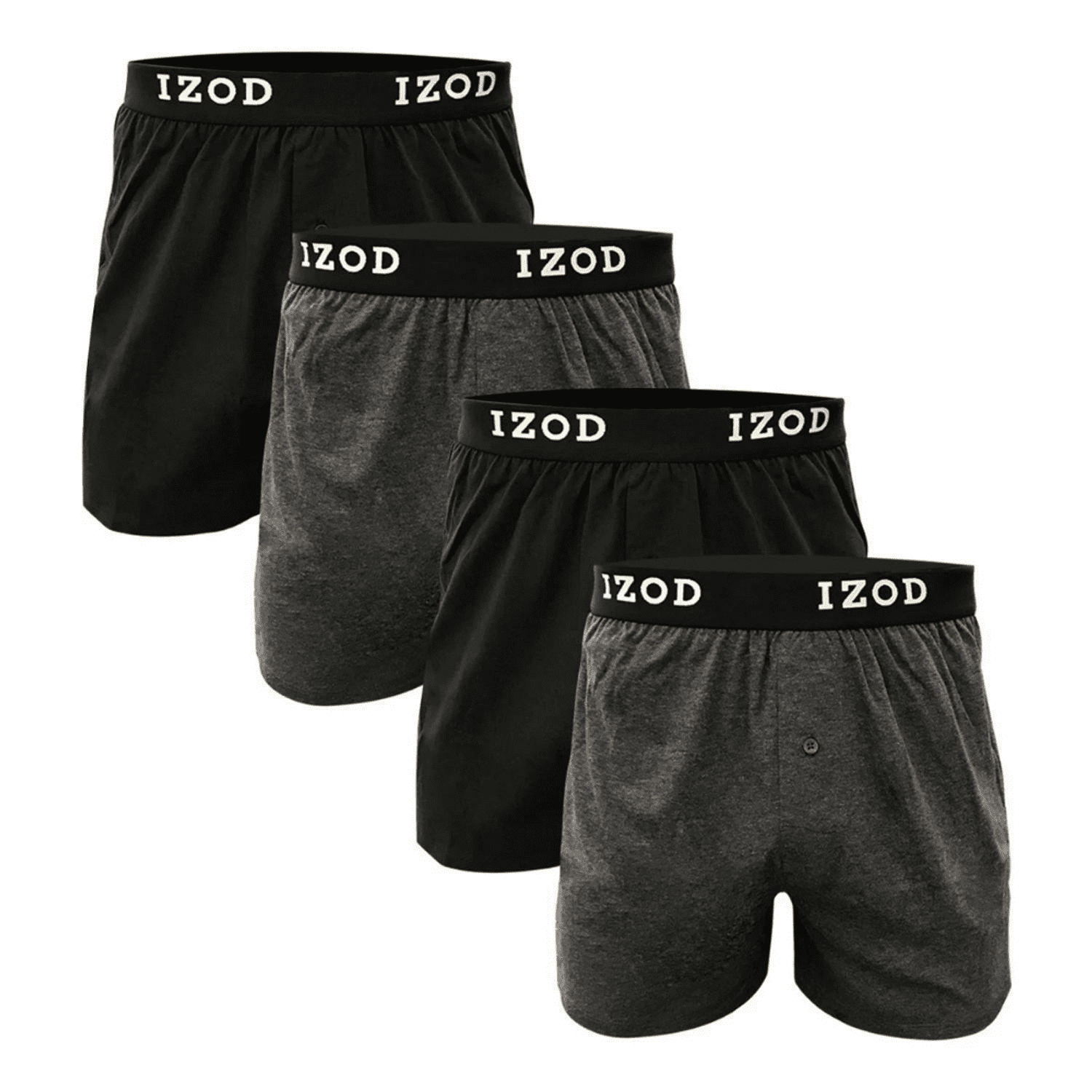 Izod Men's Soft Relaxed Fit Comfort Waistband Knit Boxers, 4 Pack ...