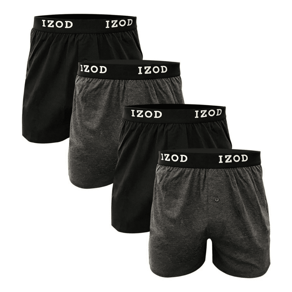 IZOD IZOD Men's 4Pk Knit Boxer In Black,/Grey, M
