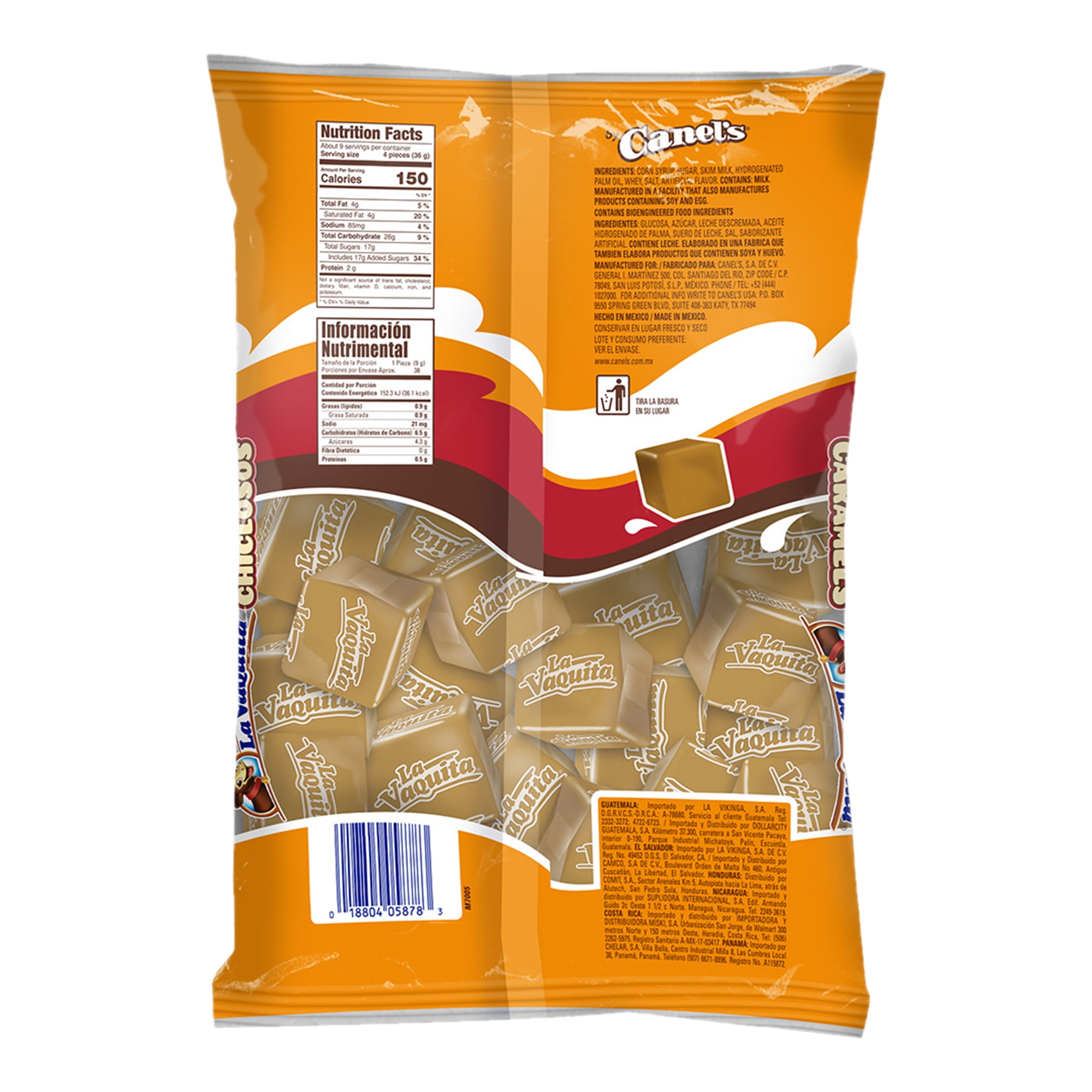 (7 pack) Canel's La Vaquita Chiclosos Soft Caramel Candy Made with Real Milk, 12 oz Bag