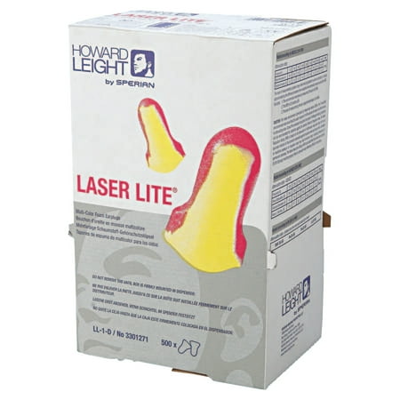 Splash Shield Lite Disposable - Honeywell Howard Leight Laser Lite Disposable Earplugs, Foam, Magenta/Yellow, Uncorded, Dispenser Box