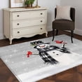 thumbnail image 3 of 3'x5' Area Rugs, Grey Snowman Christmas Indoor Outdoor Area Rug for Living Room Bedroom, Xmas Snowflake Birds Washable Bathroom Rugs Kitchen Floor Carpet Mats Home Decor Aesthetic, 3 of 8