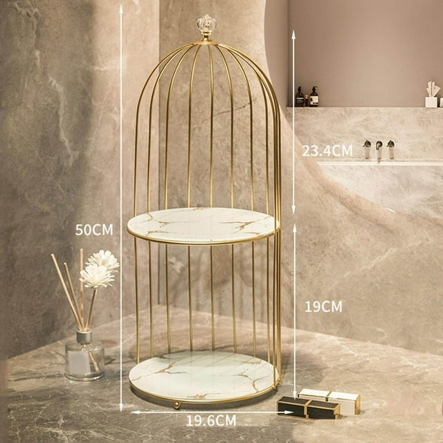 Perfume Rack Makeup Jewelry Display Shelf Creams Tray White bedroom accessories room gold 2 Tier
