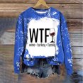 thumbnail image 2 of Rbaofujie Chandails pour Femmes Mode Automne Chandails Décontractés Imprimés Col Rond Manches Longues Hauts Amples Chandails en Molleton Bleus Chandail à Capuchon Filles, 2 of 3