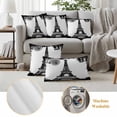 thumbnail image 6 of Outdoor Pillow Covers Vintage Black White Building Eiffel Tower Waterproof Pillow Cases 20x12 Set of 2, Retro Stamps Throw Pillow Cover Pillowcase for Patio Balcony Couch Garden, 6 of 9