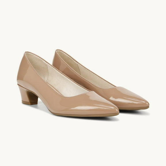 LifeStride Women's Minx Pointed Toe Block Heel Slip-On Pumps, Nude, Size 8.5 (W)