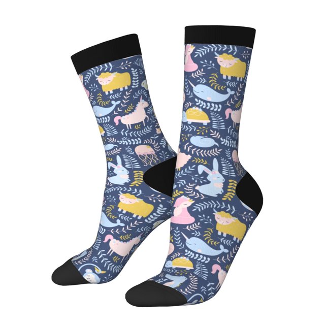 Balery Cute Baby Animals Calcetas Largas con Estampado para Hombre y Mujer – Suaves y Transpirables, Talla Única (US 5-11)