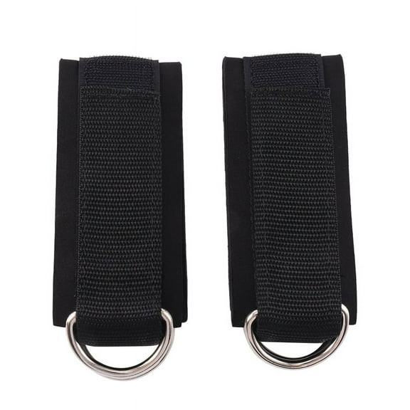 2Pcs Fitness Equipment Gym Ankle Strap Padded Double D-Ring Adjustable Ankle Weight Leg Training Brace Support Black