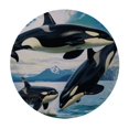 thumbnail image 4 of Orinice Orca Whales Round Table Cover Stain Resistant Washable Indoor Outdoor Tablecloth Kitchen Dining Wedding Parties Outdoor Fitted 100% Polyester Fiber 46-50, 4 of 8
