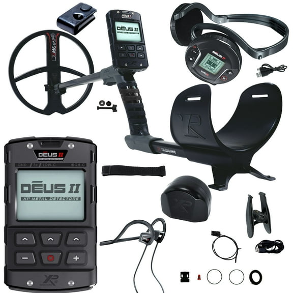 XP DEUS II Fast Multi Frequency RC   WS6 Metal Detector with 11″ FMF Search Coil and Bone Conduction Headphones