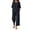 Black, variant on CQXIDFH Pj Sets for Woman Cotton Linen 2 Piece Set Breathable Top with Wide Leg Pants Loose Summer Wear Casual Lounge Home Wear