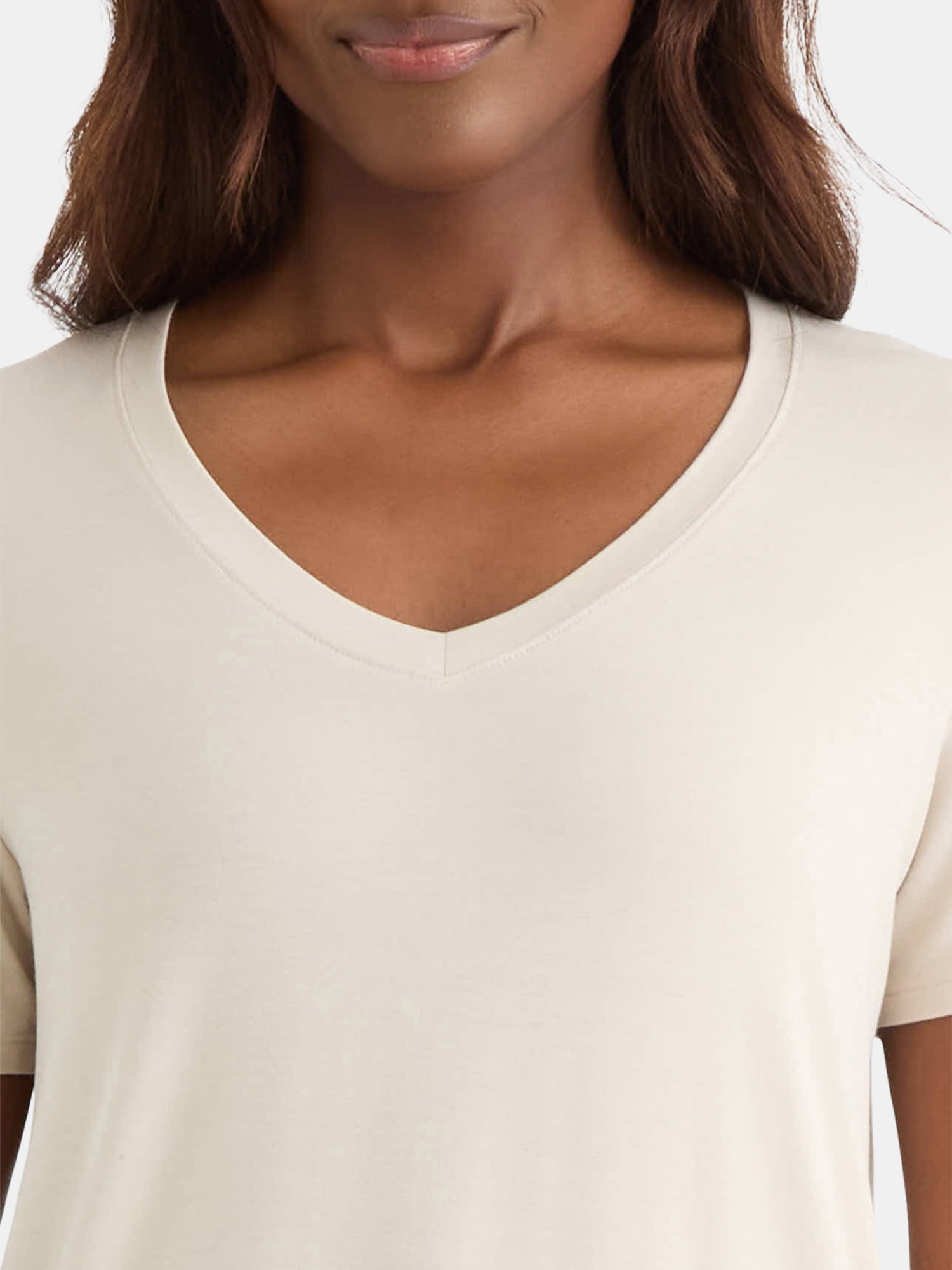 Time and Tru Women's V-Neck Tunic Tee with Short Sleeves, Sizes XS-XXXL