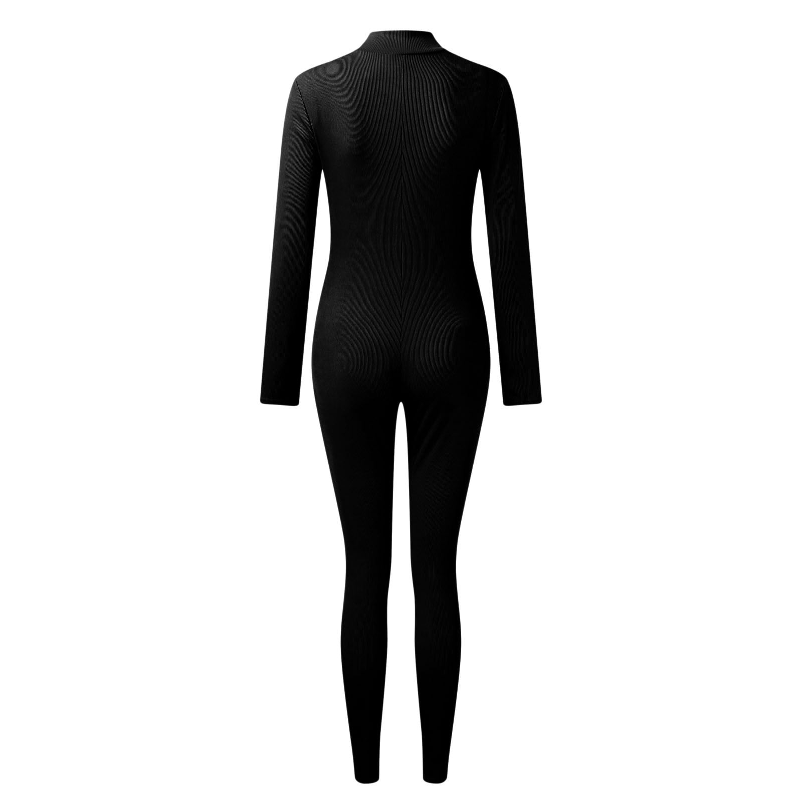 ZIZOCWA Black Bodysuit Women Pants Long Sleeve Club Romper Women'S Zipper V  Neck Long Sleeve Jumpsuit Rompers Bodysuit Catsuit Sport Jumpsuit Light  Pant Suit Women 