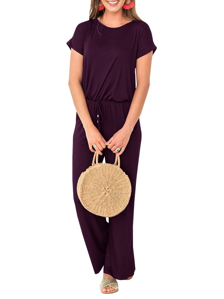 Elastic Waist Women Summer Casual Jumpsuit One Piece Bodysuit Elastic Waist Women Summer Casual Jumpsuit One Piece Bodysuit