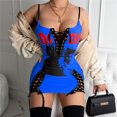 thumbnail image 3 of Vestido corto ajustado con estampado de personajes para mujer, sexy, con tirantes finos, sin mangas, con agujeros y cordones para fiesta y discoteca, 3 of 5