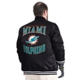 thumbnail image 3 of Men's G-III Sports by Carl Banks Black Miami Dolphins Adaptive Team Graphic Satin Full-Snap Varsity Jacket, 3 of 5