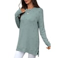 thumbnail image 4 of UVN Sweatshirts for Women Crewneck Long Sleeve Shirts Dressy Heart Patchwork Side Split Tops, 4 of 8