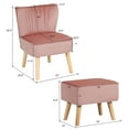 thumbnail image 3 of Costway Leisure Chair and Ottoman Thick Padded Velvet Tufted Sofa Set w/ Wood Legs Pink, 3 of 10