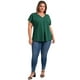 thumbnail image 2 of GRACE & GRANDEUR Blusas de Talla Grande para Mujeres con Mangas Cortadas y Cuello en V, Camiseta Casual de Verano 2X Verde Oscuro, 2 of 7