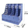thumbnail image 4 of SAYEEC Sturdy Magazine Organizer Folder Desktop 4 Compartment File Holders Plastic Frames File Dividers Document Cabinet Rack Storage Box for Office Home School Blue, 4 of 4