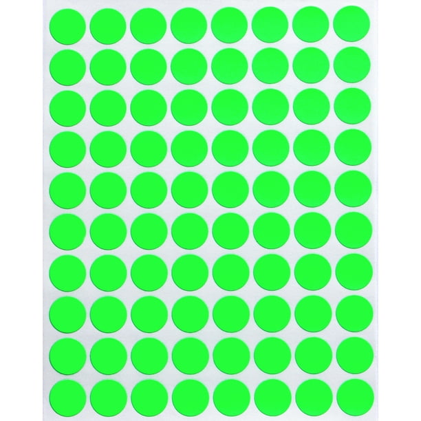 Dot Stickers Neon Green 1/2" Round Stickers 13mm Fluorescent Color