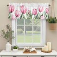 thumbnail image 3 of Pink Tulip Floral Window Valance Curtain Pink Flowers Plant Rod Pocket Short Curtain for Living Room, Bedroom & Kitchen Window Decor 54x18in, 3 of 8