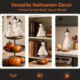 thumbnail image 5 of 3-Piece White Primitive Halloween Ghost Decor Set, Vintage Standing Ghosts on Wooden Base with Witch Hats, Spooky Indoor Table Centerpiece & Mantel Decoration, 5 of 9