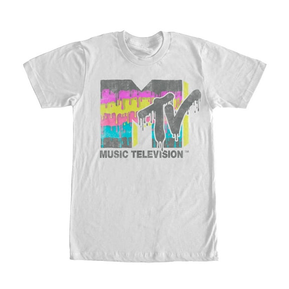 Men's MTV Retro Logo Drip Graphic Tee White Medium