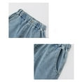 thumbnail image 6 of Huowey Big Boys Cargo Jeans Comfortable Stretch Denim Pants Wide Leg Casual Loose Fit Trousers Fot Big Boys Elastic Waist Drawstring Relaxed Streetwear ,Light Blue,4-5 Years, 6 of 8