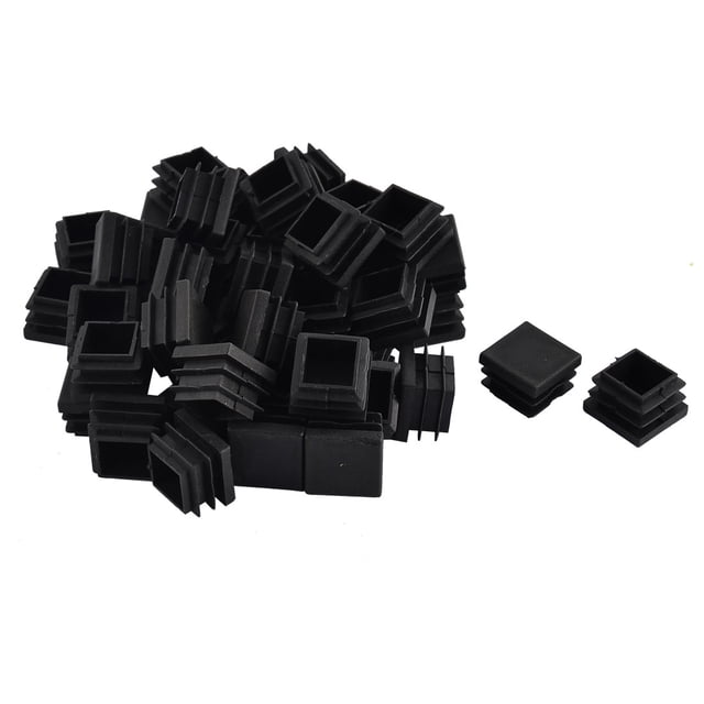 Unique Bargains Table Chair Legs Plastic Square Tube Pipe Insert Cap Cover Black 22 x 22mm 50pcs
