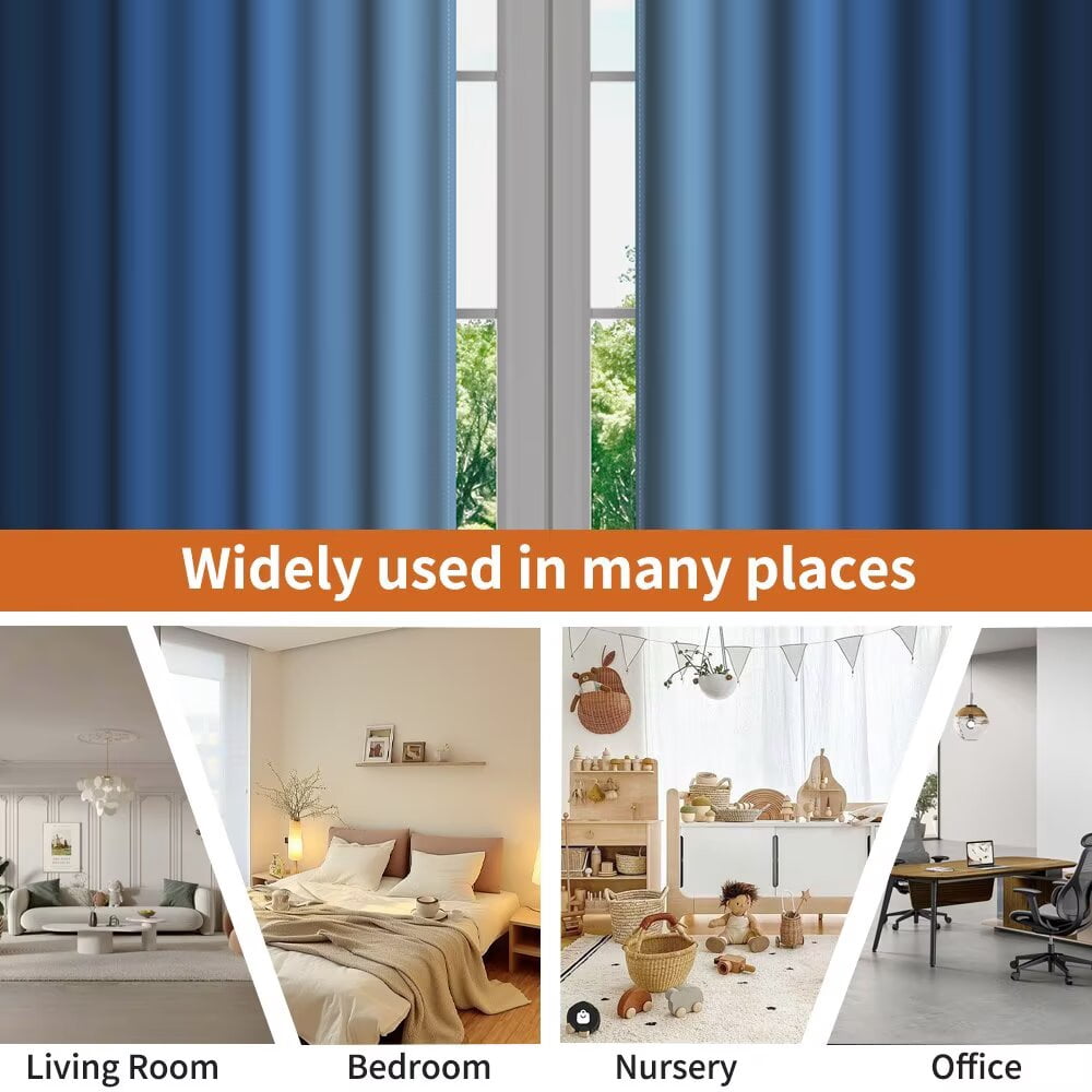 LFEEY Navy Blue and Greyish White Ombre Curtains, Room Light Blocking Curtains , 52x108inch, 2 Panel