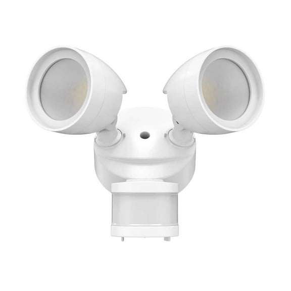 240-Degree White Motion Activated Integrated LED Outdoor Twin Head Security Flood Light, 4000K