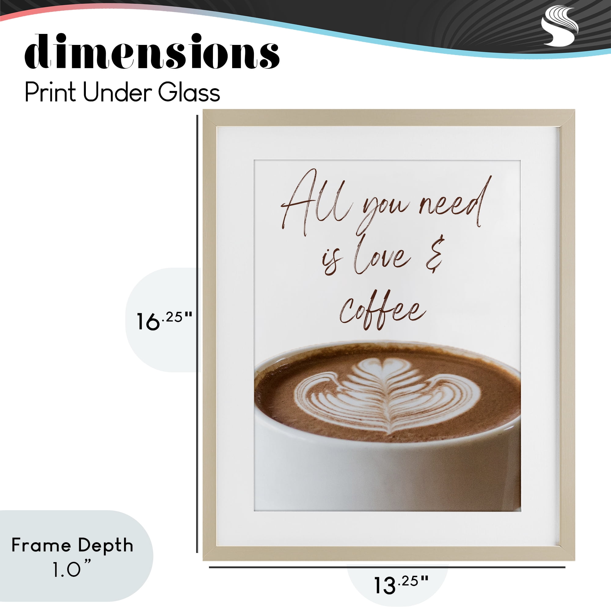 Stupell Industries All You Need Love & Coffee Birch Framed Print Under Glass, design by Jesse Keith