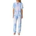 thumbnail image 3 of INSPIRE CHIC Women's Pajamas Set Soft Sleepwear Tie Dye T-shirt with Pants Sweatsuit Outfits with Pocket M Multicolor, 3 of 6