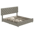 thumbnail image 1 of Kojooin Queen Bed Frame - Linen Upholstered with Diamond Stitched Tufting, 4 Storage Drawers & Adjustable Headboard, No Box Spring Required, 1 of 7