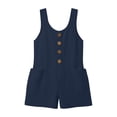 thumbnail image 5 of Purcolt Overalls for Women Summer Crew Neck Sleeveless Cotton Rompers Casual Button Front Short Jumpsuits with Pockets, 5 of 9
